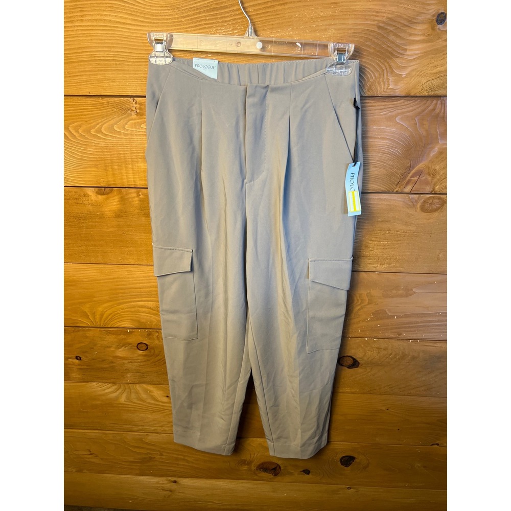 Prologue Ankle Cargo Pants Size 6 Natural Waist‎ Pull On Beige Career Office NEW